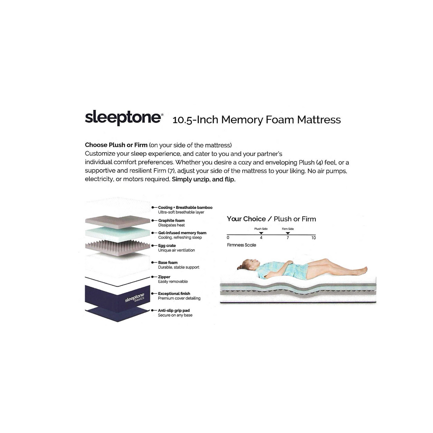 10.5-Inch Selectable Comfort Memory Foam Mattress