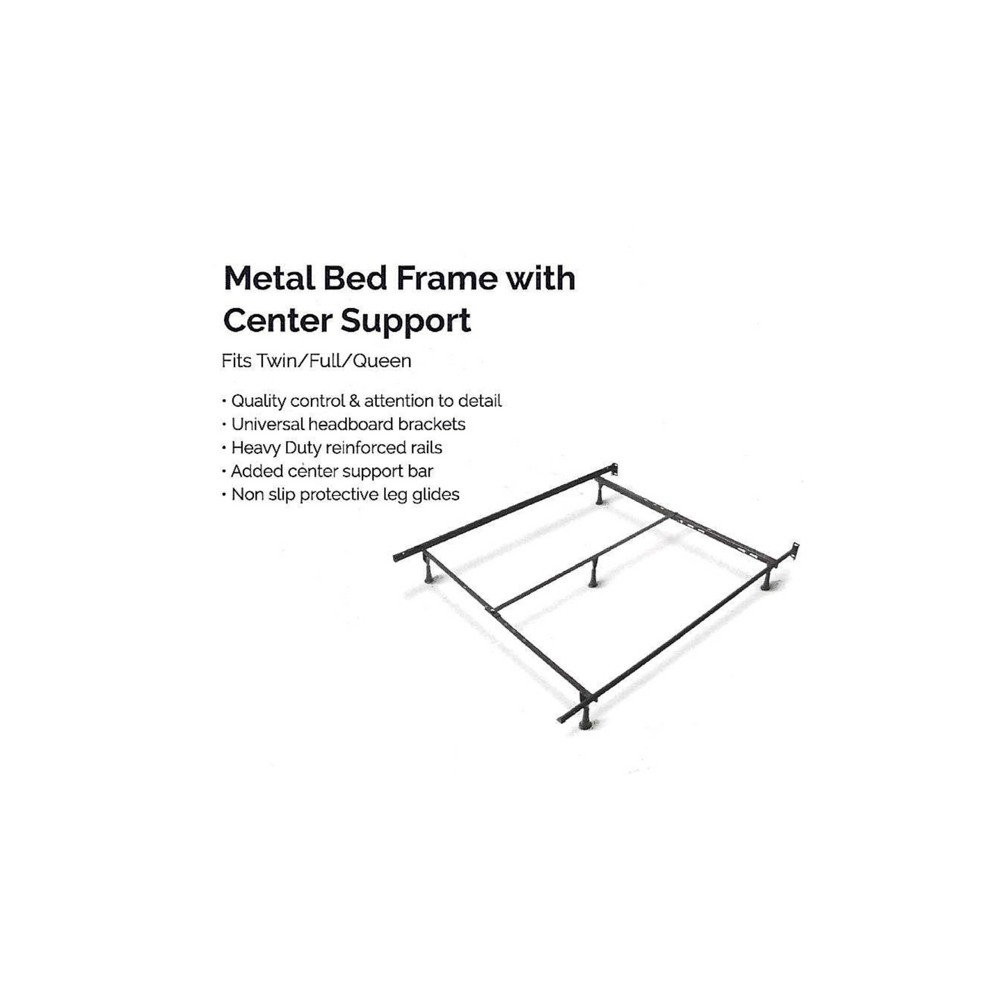 Metal Bed Frame with Center Support
