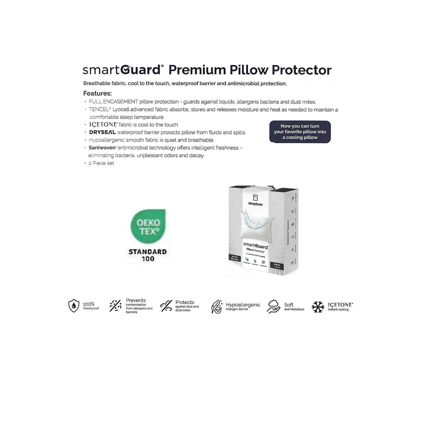 SmartGuard® Premium Pillow Protectors with IceTone® (2-Pack)