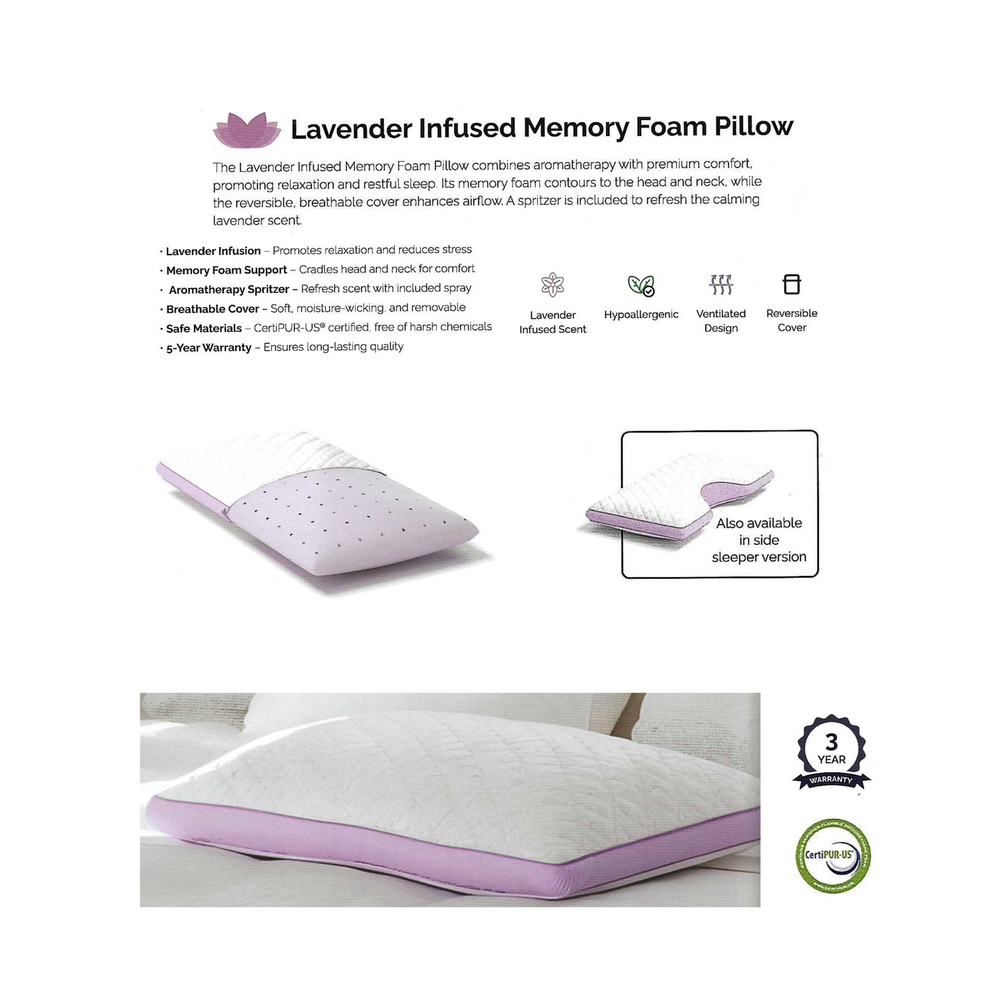 Lavender Infused Memory Foam Pillow