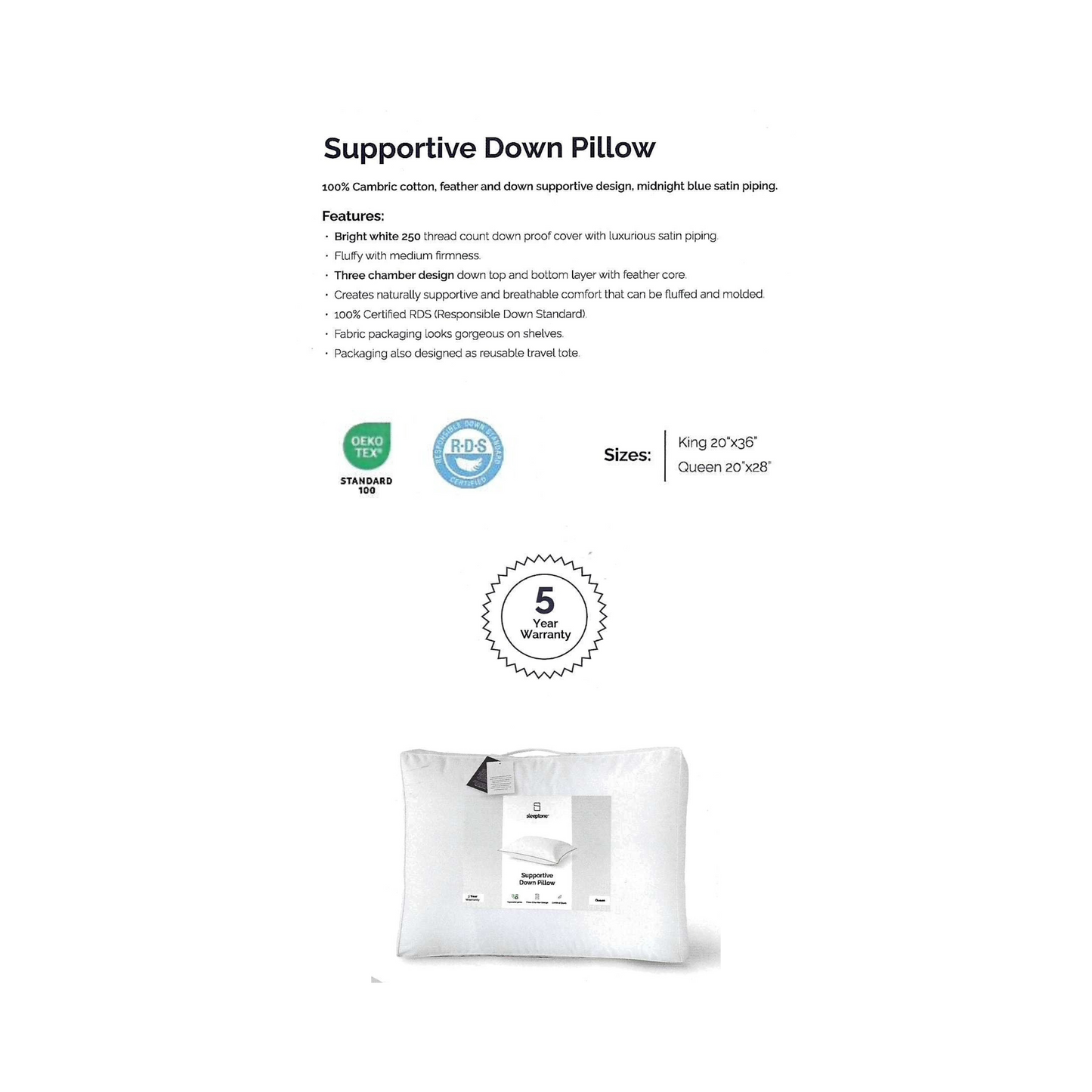 Premium Supportive Down Pillow