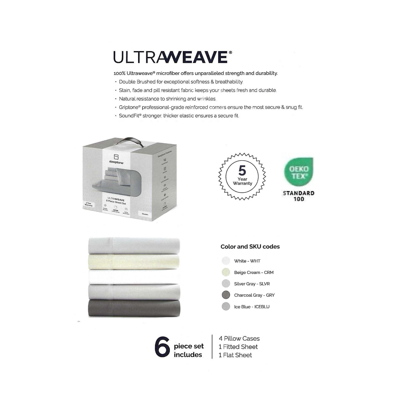 Ultraweave® Microfiber 6-Piece Sheet Set